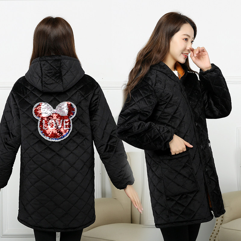 三层保暖加厚罩衣大人加绒加棉工作服厨房家居服围裙外穿外套妈妈