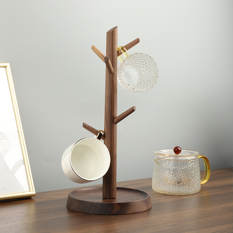 马克杯咖啡茶杯水杯架子家用收纳悬挂沥水置物架实木创意倒挂防尘