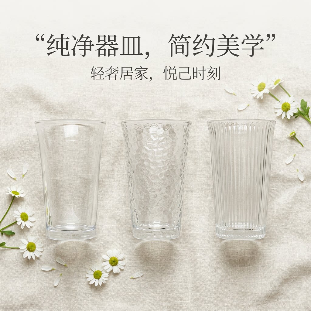ins风简约透明竖纹玻璃咖啡杯果汁杯冷饮杯高颜值办公家用喝水杯