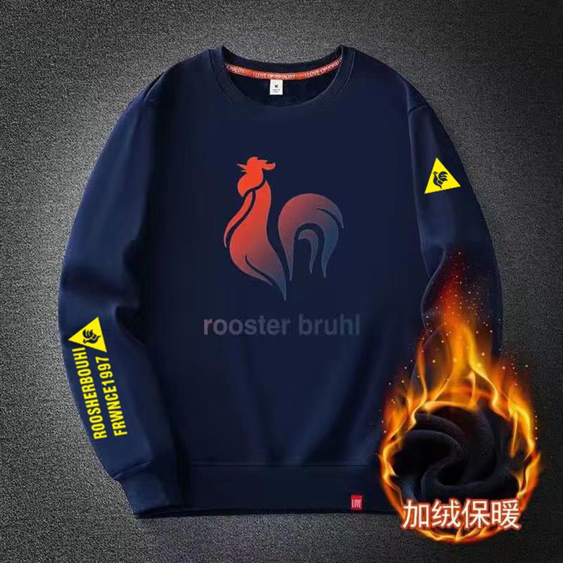 法国公鸡男款卫衣加绒加厚男女同款情侣圆领宽松休闲运动长袖上衣