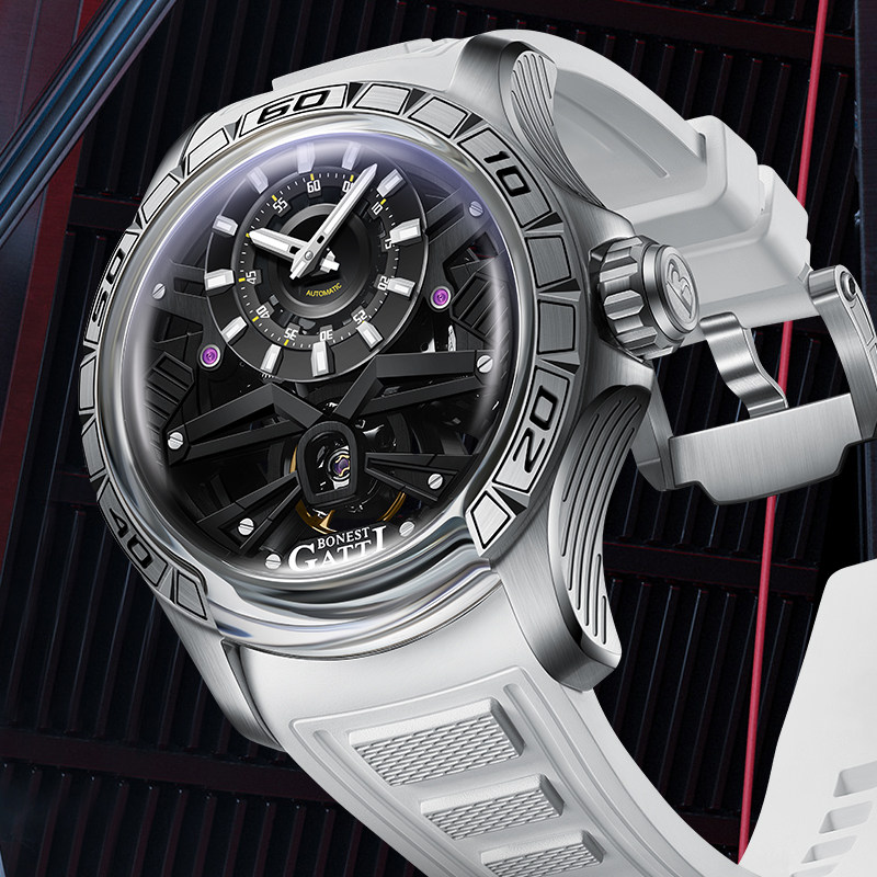 德国布加迪全自动机械男表名正潮男夜光镂空运动大表盘品牌十大