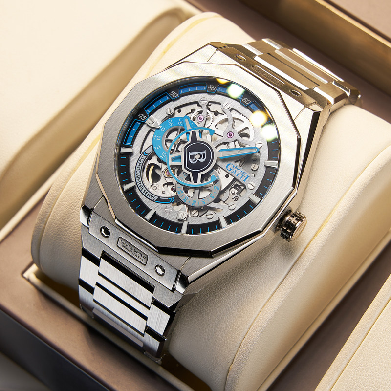 布加迪新款全自动机械男士机械表商务镂空轻奢小众腕表官方旗舰店