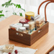 储物盒 家用桌面收纳盒零食化妆品杂物整理收纳筐木质大容量日式