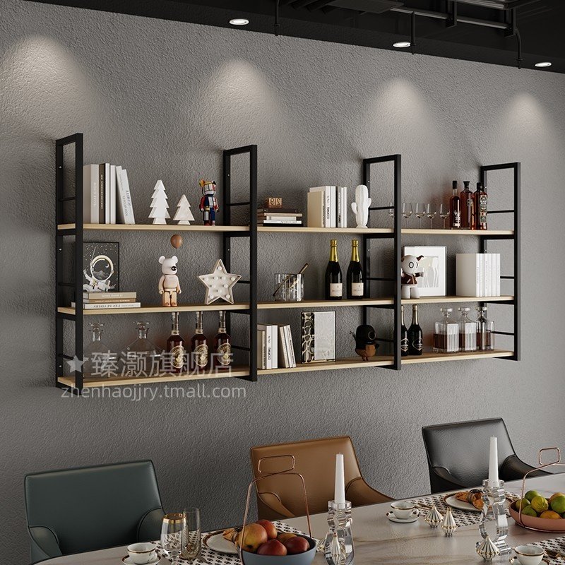 墙上置物架简易书架铁艺展示架收纳整理储物货架多层墙上收纳陈列