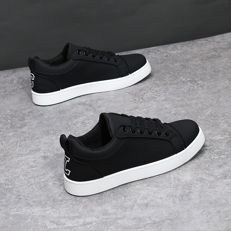 黑色工作板鞋男韩版潮秋季2024新款运动休闲男士德训鞋厚底鞋子男