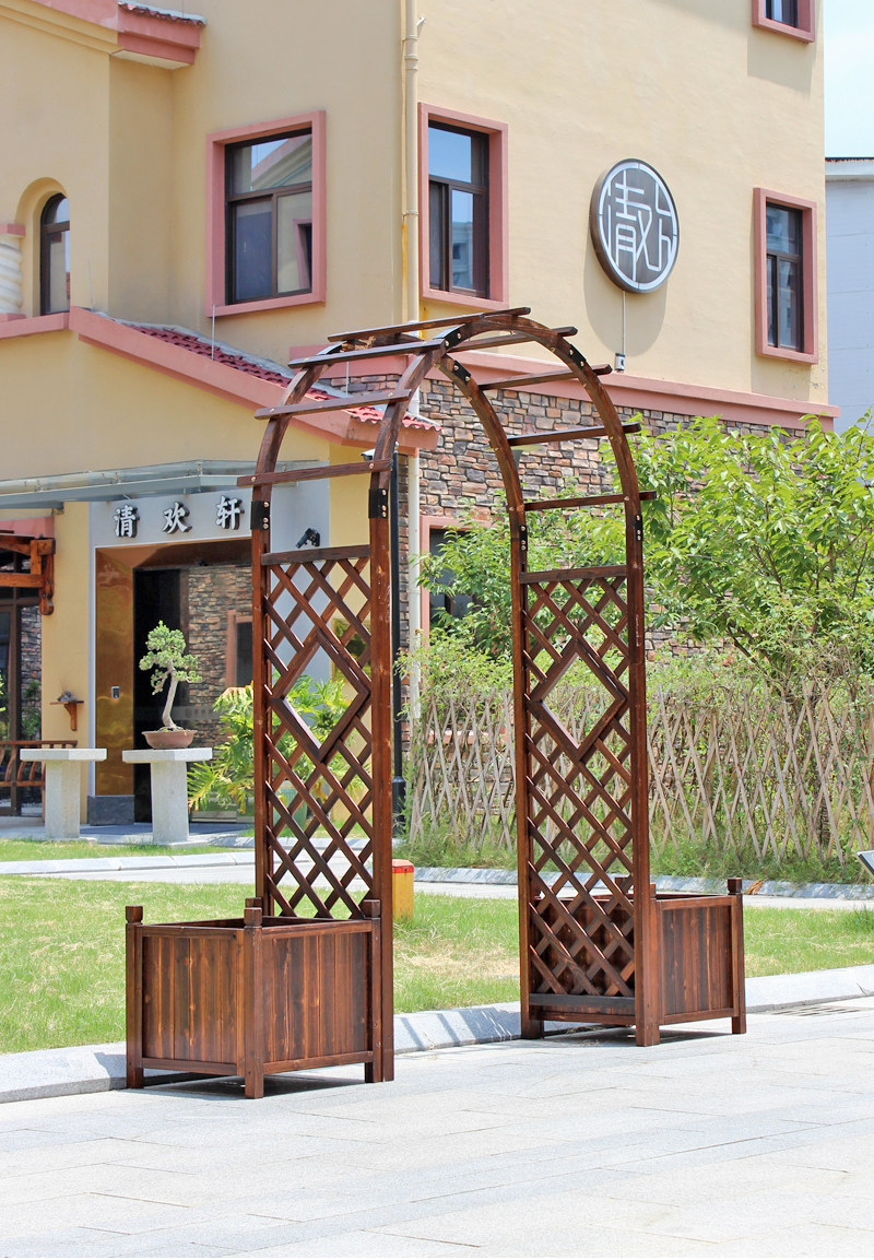 室外拱门爬藤花架防腐木庭院装饰门花园栅栏围栏门网格户外葡萄架