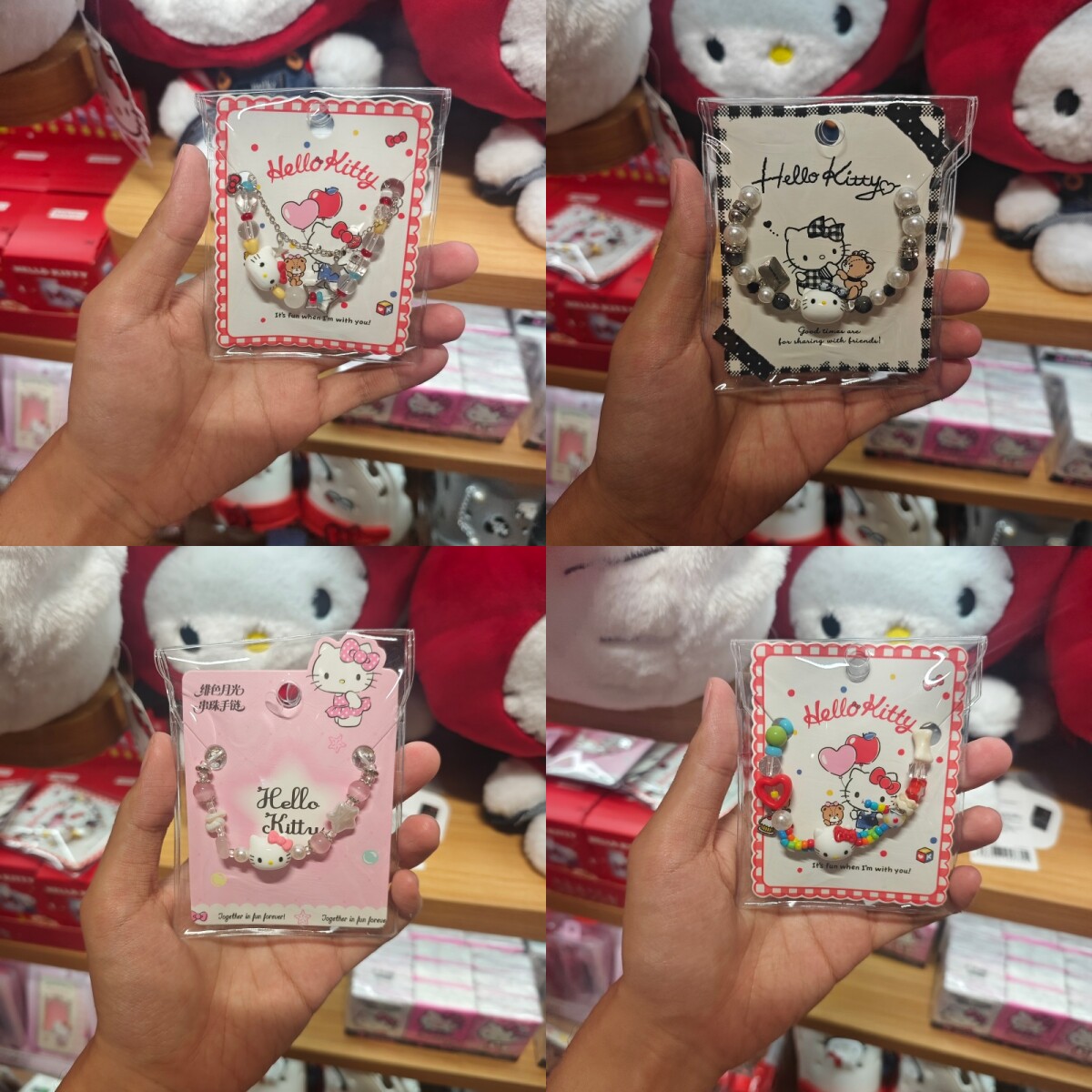 名创优品Hello Kitty串珠手链快乐派对绯色月光MINISO