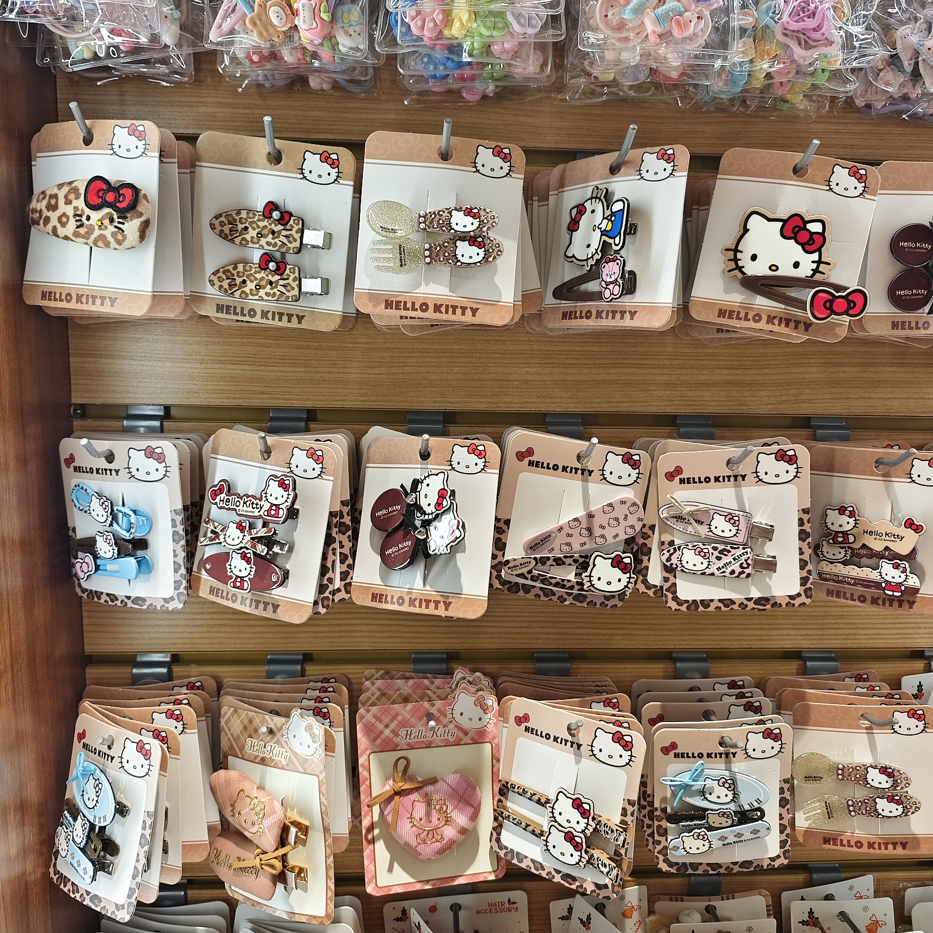 名创优品hellokitty豹纹系列发夹无痕夹鸭夹BB夹发圈MINISO