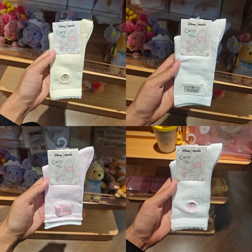 MINISO迪士尼小熊维尼雏菊系列蕾丝长袜名创优品