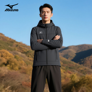 登山软壳衣防水防风外套男 秋冬季 Mizuno 美津浓户外加绒夹克男装