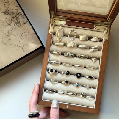 【长期主义】戒指收纳盒木质首饰盒项链耳钉耳环珠宝箱手镯展示架