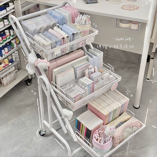超轻便折叠小推车万向轮多功能可移动置物架多层展示收纳篮筐女生