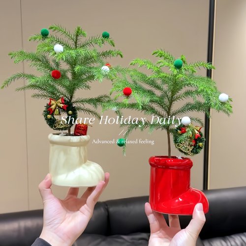 个位数get氛围满满圣诞靴花瓶