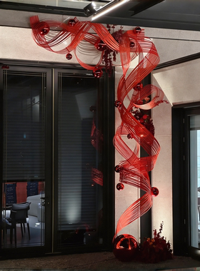 新年装饰2026马年店铺门口场景装饰氛围布置春节红色竹编摆件挂件