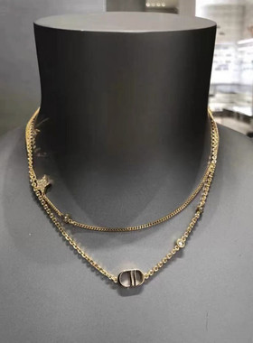 CD多层项链小香风轻奢星星字母锁骨链2021款夏季欧美小众网红吊坠