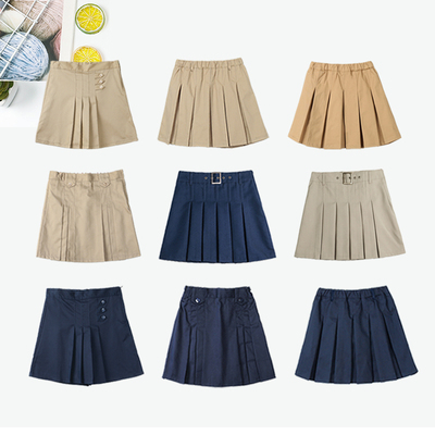 卡其色百褶裙女童儿童小学生校服