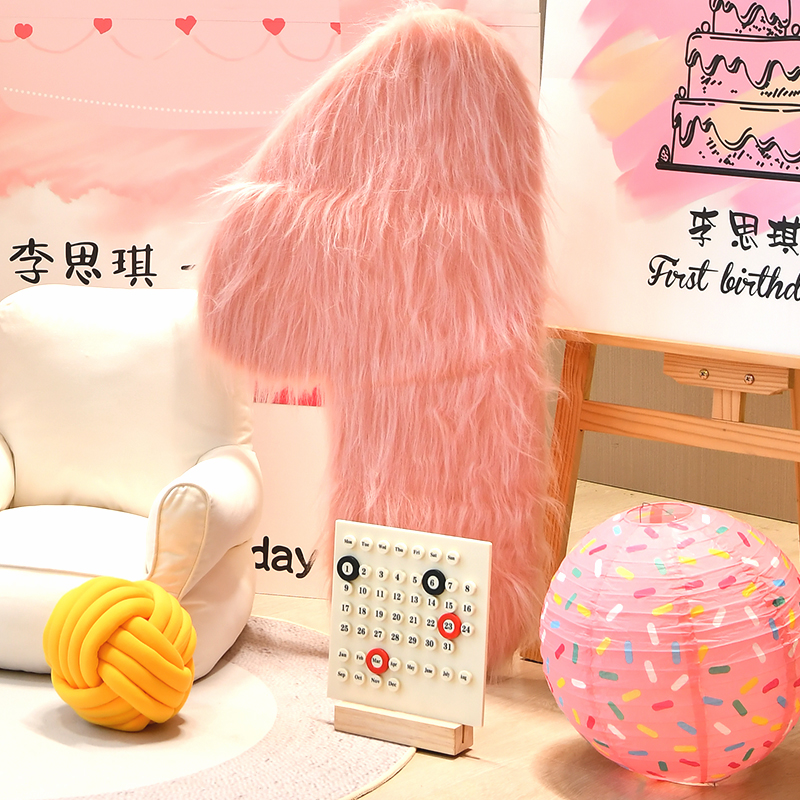 毛绒数字kt板儿童生日场景氛围装饰布置女孩周岁户外拍照道具男孩
