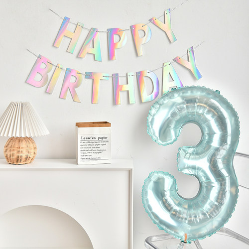 格赞蓝水晶铝膜数字生日布置