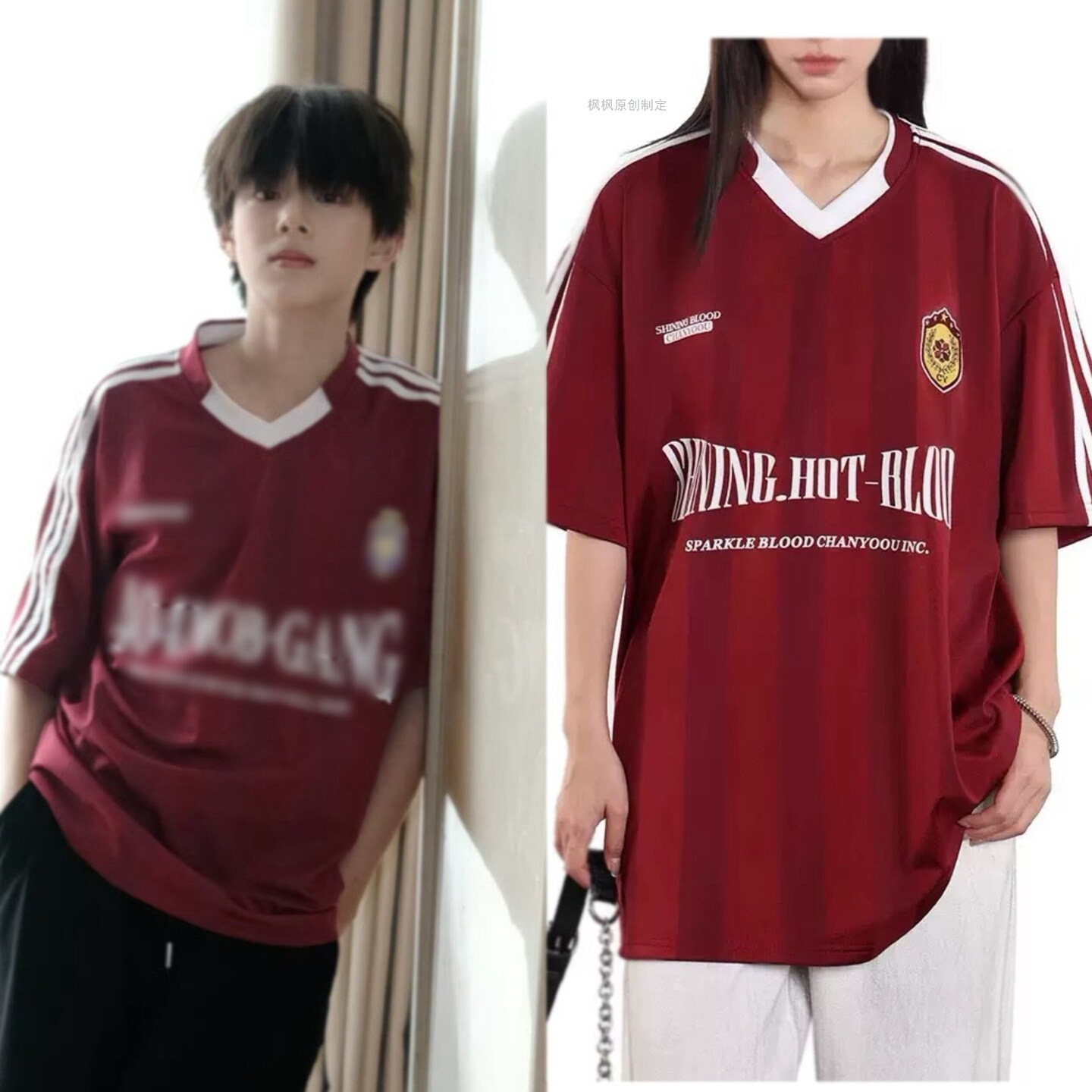 TF家族四代陈思罕同款T恤美式条纹短袖字母印花上衣运动风情侣装