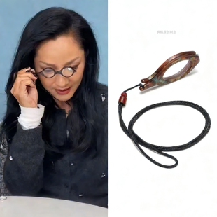 Papi酱的热烈欢迎瞿颖同款迷你挂脖式老花镜便携老人折叠老光眼镜