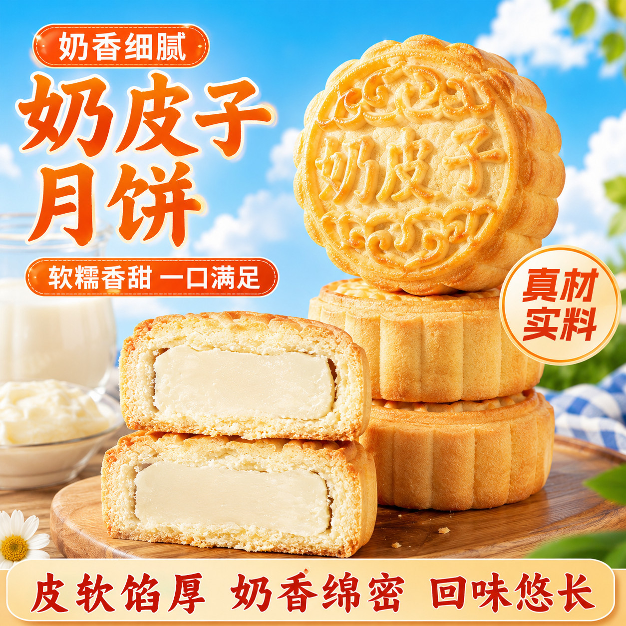 【六种口味】奶皮子奶豆腐芝士月饼温润乳香饼鲜牛奶制作无添加剂