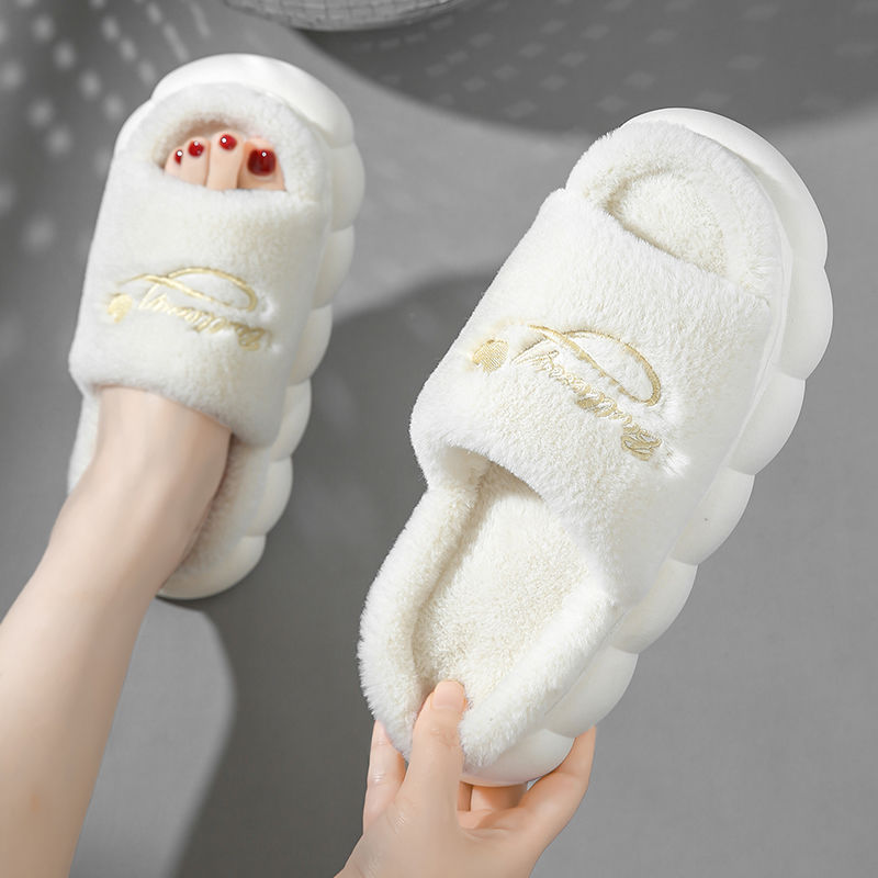 2026新款毛毛棉拖鞋女情侣厚底可爱少女心高颜值居家棉拖鞋网红开