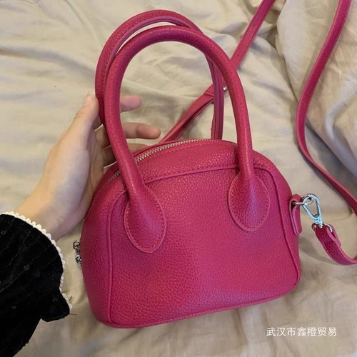 20262024小众设计蓝色荔枝纹软糯质感单肩手提贝壳小包包百搭斜挎