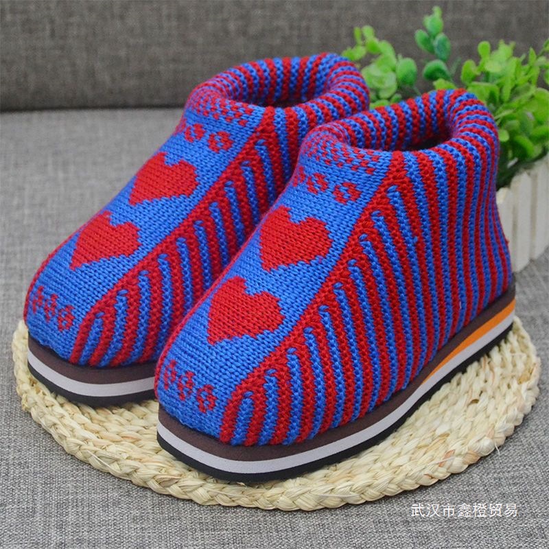 2026新款纯手工毛线鞋子手工编织棉鞋棉靴居家冬季保暖毛线成品鞋