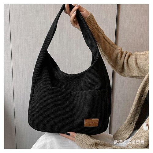 20262024新款灯芯绒包包女大容量单肩通勤大学生托特包简约百搭手