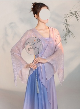 2026古典舞蹈服古典舞服装纱衣练功服紫色阔腿裤飘逸裙舞演出代发