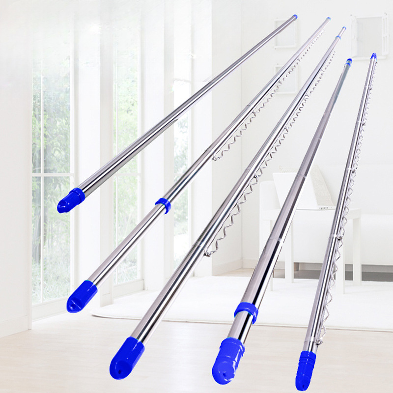 2026304不锈钢管子阳台可伸缩晾衣杆免打孔一根直管室内晾衣架挂