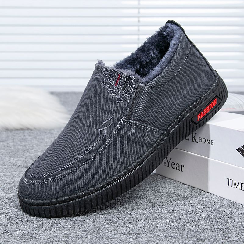 2026冬季加绒休闲鞋男牛仔棉爸爸冬款棉鞋老人二棉鞋男款加厚薄绒