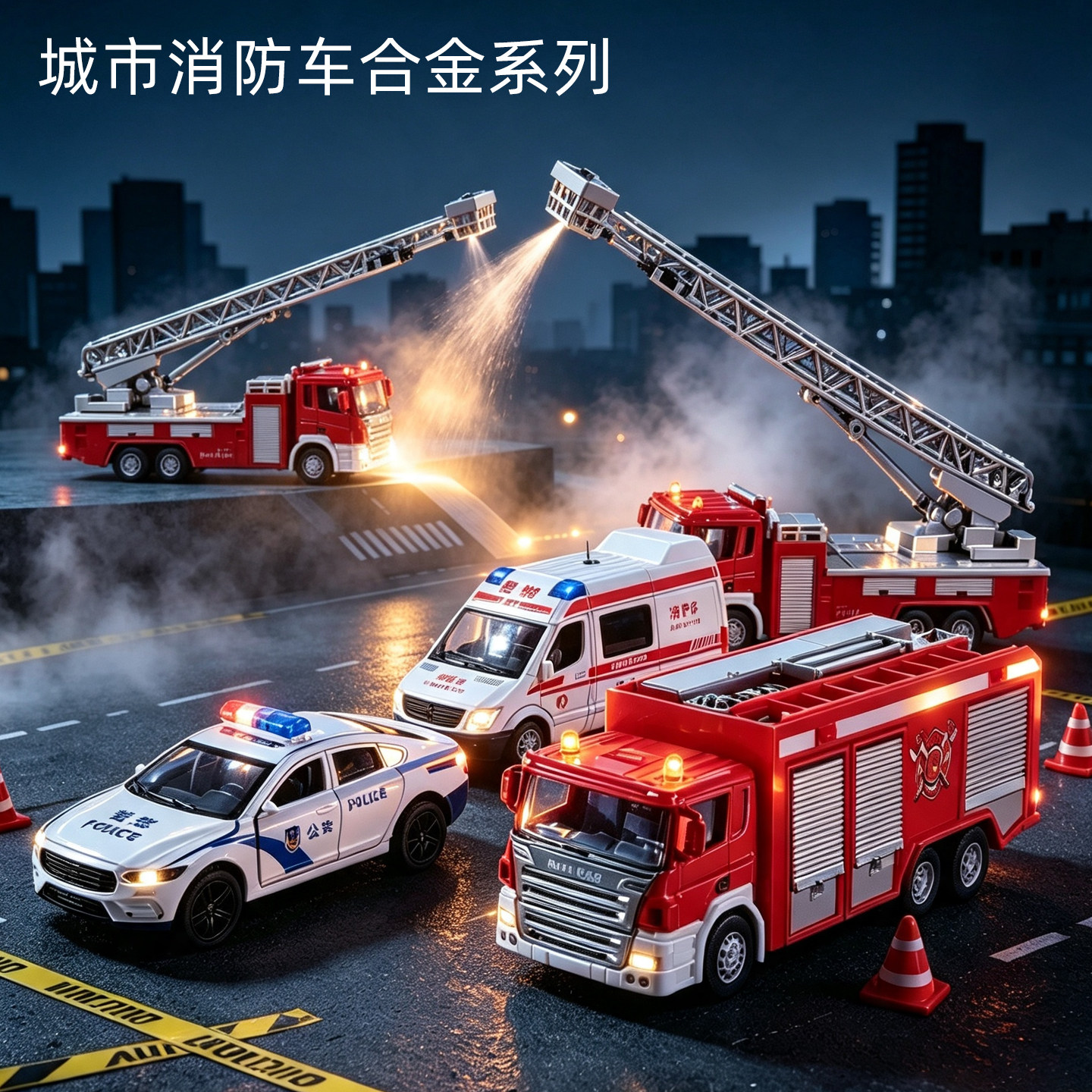 2026火爆玩具合金消防车模型套装