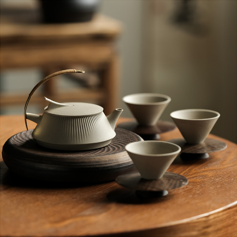 物典大家石瓢提梁壶斗笠杯手工泡茶壶茶具套装紫纱壶高档功夫茶具