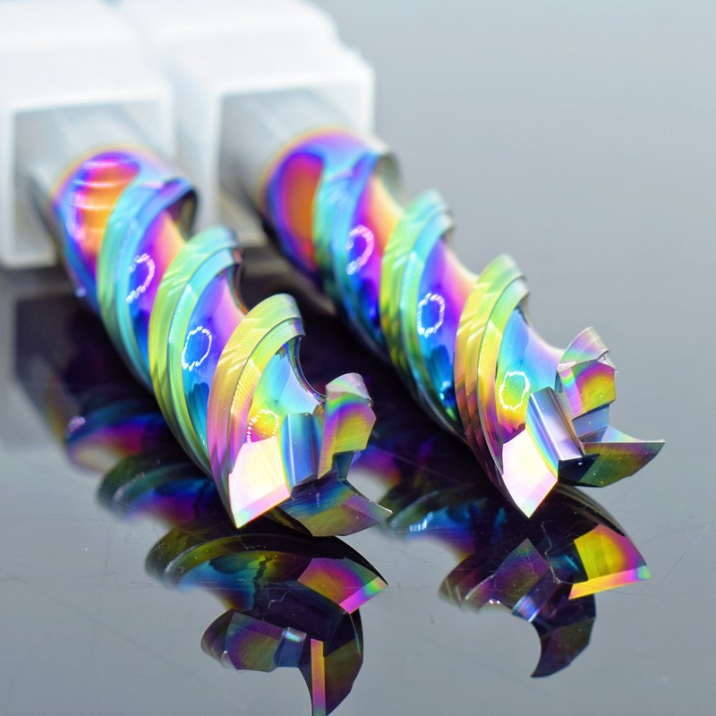 高光铝用铣刀U型槽七彩加工铝合金钨钢65度3刃加长平底刀