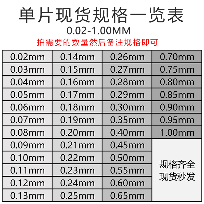 不锈钢塞尺单片间隙尺高精度厚薄规锰钢塞规塞片0.01-5mm