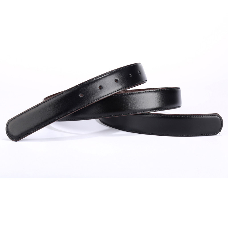 无头皮带男士头层牛皮针扣平滑扣皮带身2.9圆头圆尾双面可用