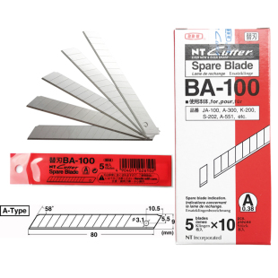 日本NT CUTTER BA-100小号美工刀片可折断裁墙壁纸切割长通用替刃