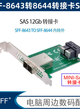 内置转外置SFF-8643 8644服务器JBOD Mini SAS HD转接卡 PCIE挡板