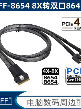 内置Slimline SAS4.0 SFF-8654 8i 74P对双SFF-8643连接线SF-010