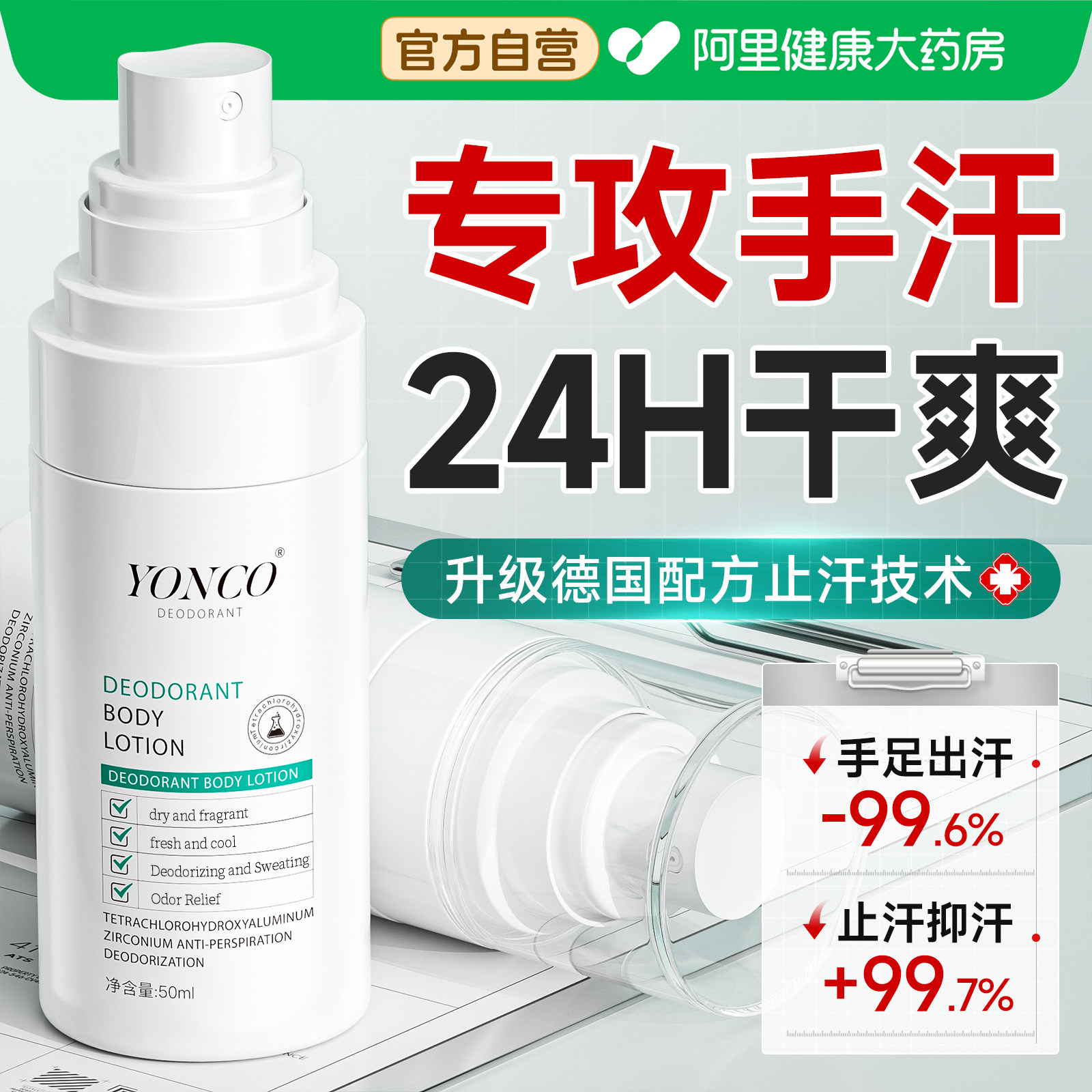德国四氯羟铝锆手汗症止汗喷雾脚汗手心出汗神器腋下除臭止汗露女