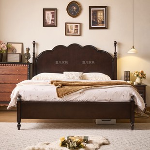 法式复古全实木床马赛床1米8美式复古高端主卧双人床1米5中古风床