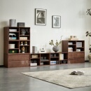 北美胡桃木模块客厅电视柜自由组合矮柜实木落地柜组合书柜展示柜