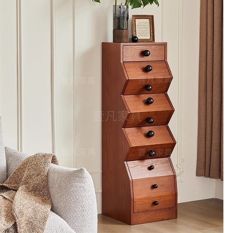 法式复古实木中古风家具法式五斗柜客厅小立柜设计师卧室储物柜