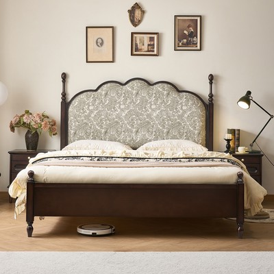 法式复古全实木床马赛床1米8美式复古高端主卧双人床1米5中古风床