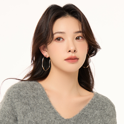 扭曲素圈大圈耳夹女无耳洞耳饰