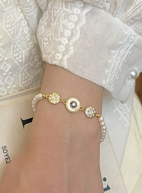 「原创系列」双层珍珠贝母手链女2025年新款轻奢小众独特复古手链