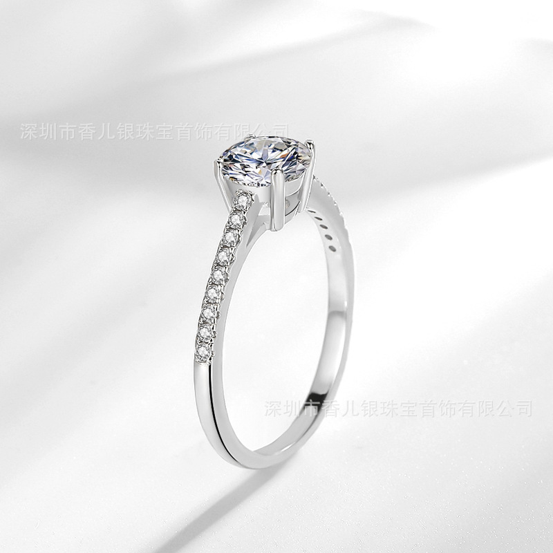 jz379  单钻镶碎石仿真钻石戒指 女款简约90分网红四爪皇冠