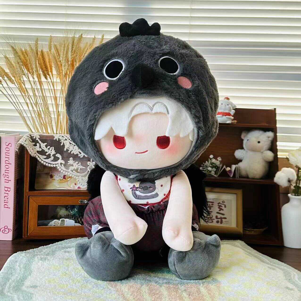 秦彻40cm棉花娃娃衣服40cm乌鸦套装40cm娃衣乌鸦头套