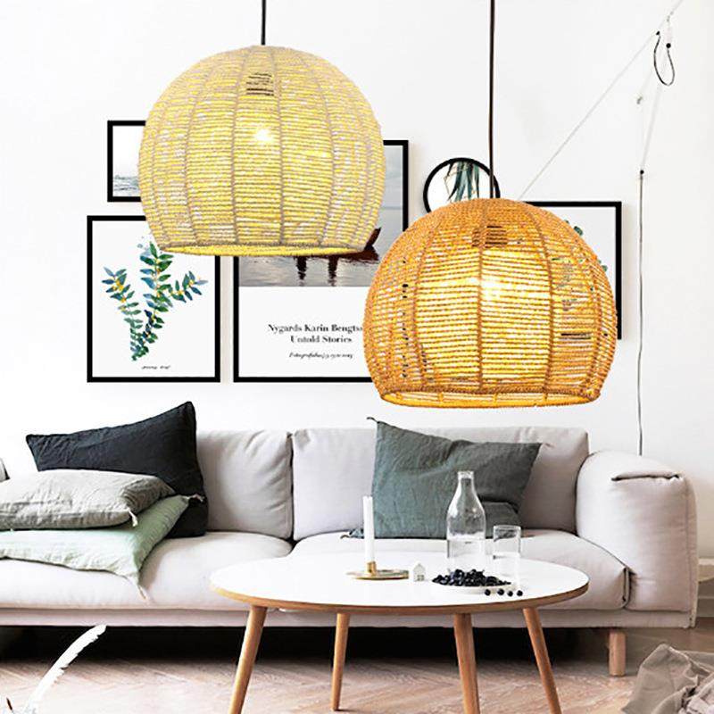 日式麻球藤艺吊灯田园餐厅手工编织圆形鸟巢饭店农家乐麻绳灯罩,家装灯饰光源,智能吊灯,淘宝优惠券,粉丝福利购,淘宝优惠卷